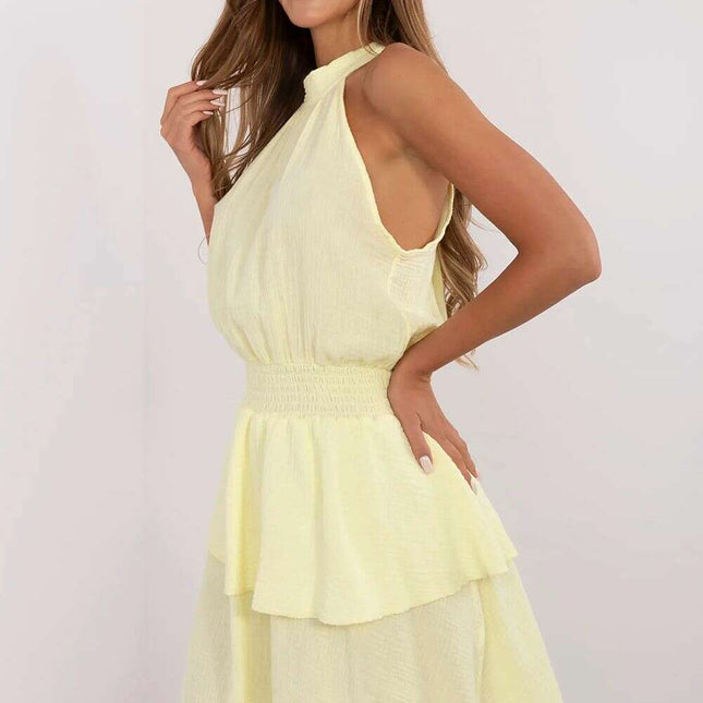 Daydress 214030 Yellow Cotton Muslin Knee Length Dress