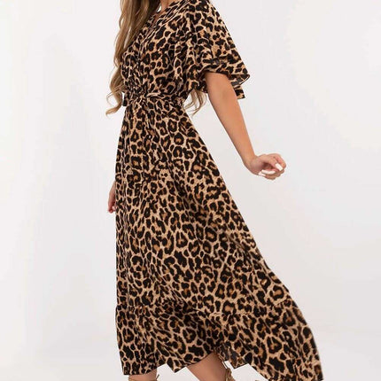 Daydress 214295 Brown Maxi Dress Flared Breathable Comfort - Très Elite