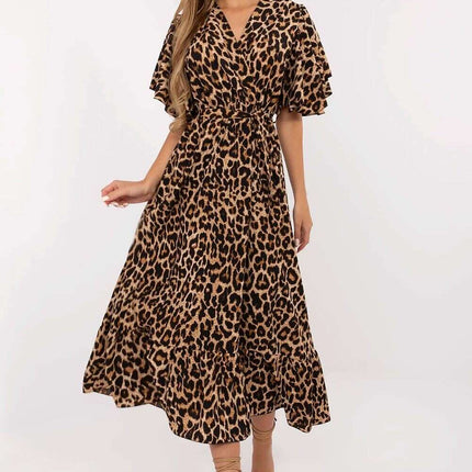 Daydress 214295 Brown Maxi Dress Flared Breathable Comfort - Très Elite