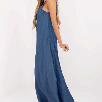 Daydress 214296 Lyocell Denim Maxi Dress With Straps - Très Elite