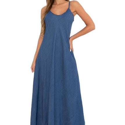 Daydress 214296 Lyocell Denim Maxi Dress With Straps - Très Elite