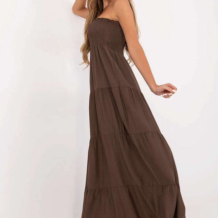 Daydress 214302 Brown Maxi Dress Sleeveless Neckline - Très Elite