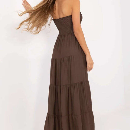 Daydress 214302 Brown Maxi Dress Sleeveless Neckline - Très Elite