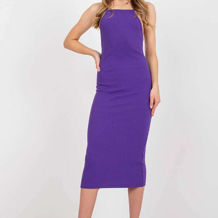 Daydress 214464 Midi Violet Ribbed Cotton Elastane Dress - Très Elite