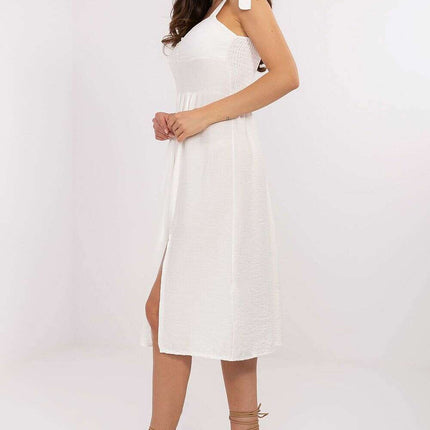 Daydress 215133 White Viscose Nylon Blend Flared Airy Dress - Très Elite