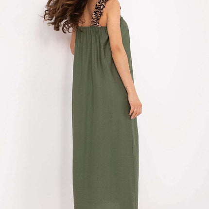 Daydress 215172 Green Viscose Maxi Dress With Slender Straps - Très Elite