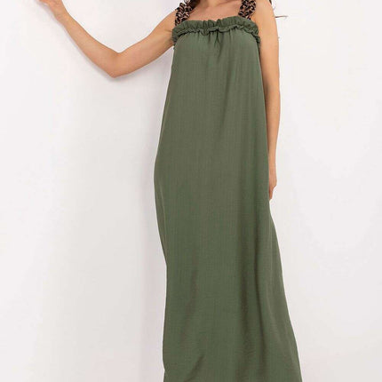 Daydress 215172 Green Viscose Maxi Dress With Slender Straps - Très Elite