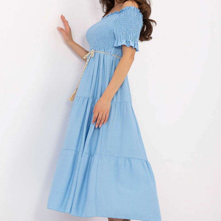 Daydress 215188 Summer Midi Dress Flared Silhouette Blue - Très Elite