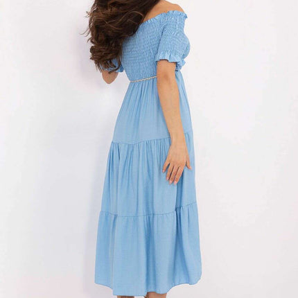 Daydress 215188 Summer Midi Dress Flared Silhouette Blue - Très Elite