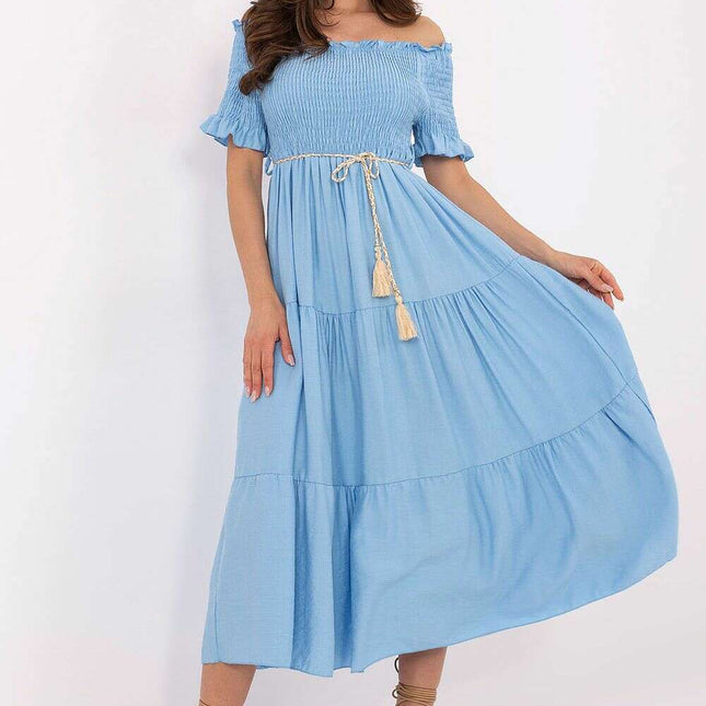 Daydress 215188 Summer Midi Dress Flared Silhouette Blue