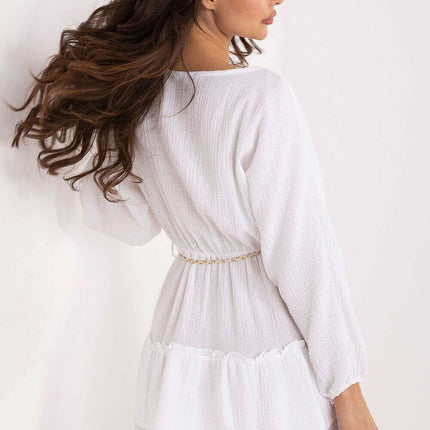 Daydress 215190 Boho Muslin Mini Dress White Cotton - Très Elite