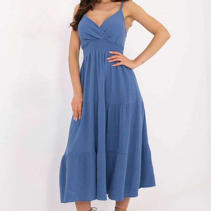 Daydress 215205 Summer Cotton Midi Dress With Straps Flared - Très Elite