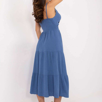 Daydress 215205 Summer Cotton Midi Dress With Straps Flared - Très Elite