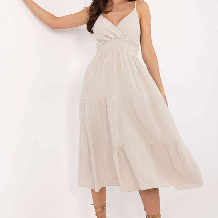 Daydress 215205 Summer Cotton Midi Dress With Straps Flared - Très Elite