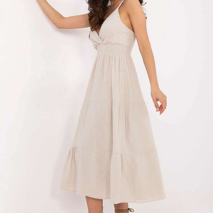 Daydress 215205 Summer Cotton Midi Dress With Straps Flared - Très Elite