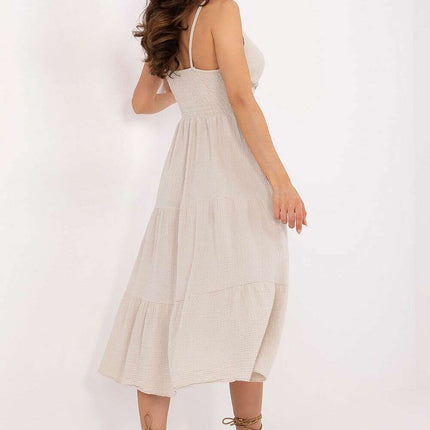 Daydress 215205 Summer Cotton Midi Dress With Straps Flared - Très Elite
