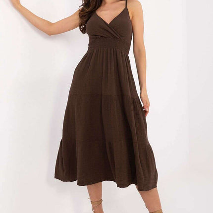 Daydress 215205 Summer Cotton Midi Dress With Straps Flared - Très Elite
