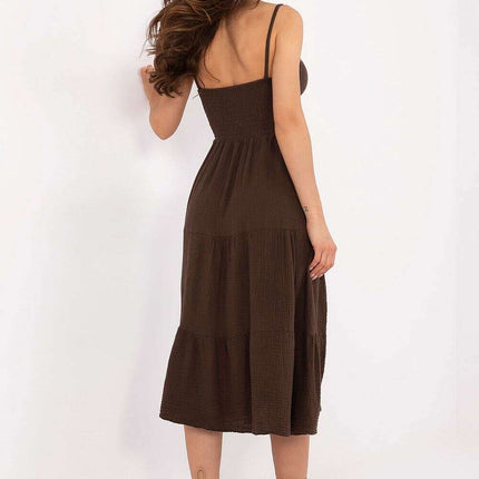 Daydress 215205 Summer Cotton Midi Dress With Straps Flared - Très Elite