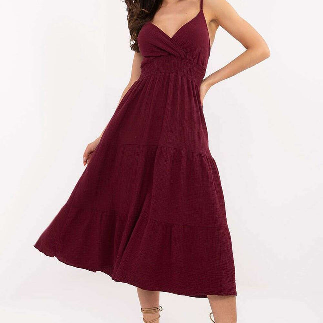 Daydress 215205 Summer Cotton Midi Dress With Straps Flared