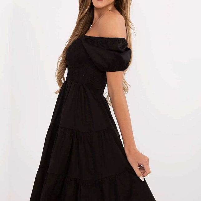 Daydress Black Cotton Breathable Knee Length With Elastane