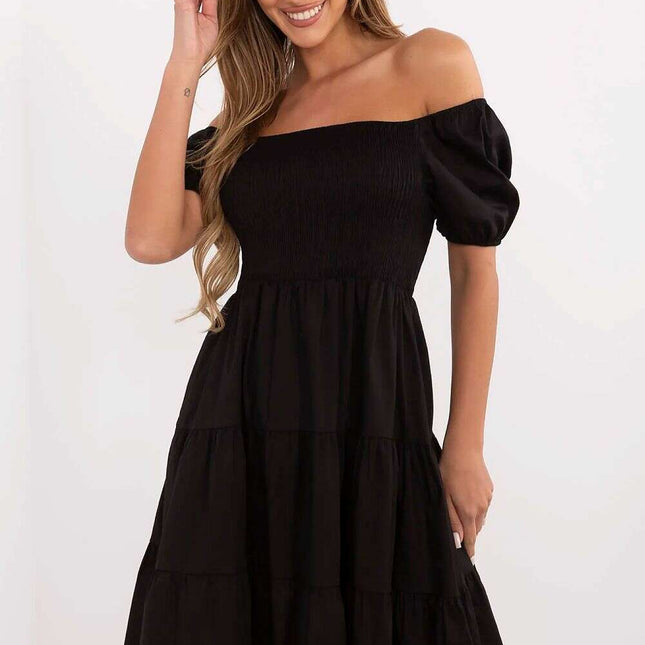 Daydress Black Cotton Breathable Knee Length With Elastane