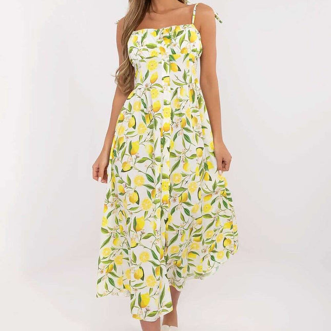 Daydress Midi Flared Silhouette Rectangular Neckline Straps