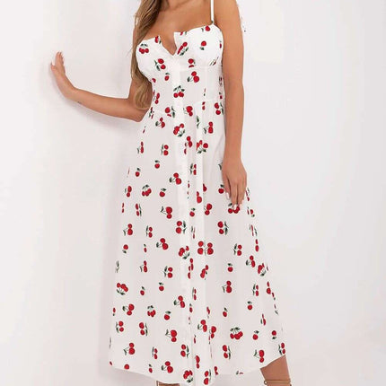 Daydress Midi With Rectangular Neckline And Tied Straps - Très Elite