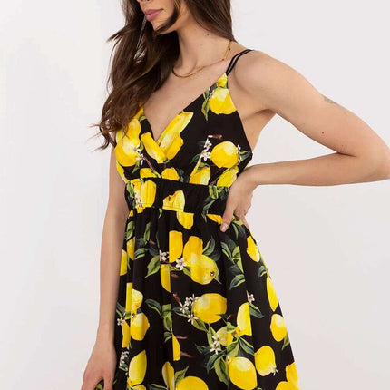 Daydress Model 212296 Lemon Print Flared Mini Dress - Très Elite