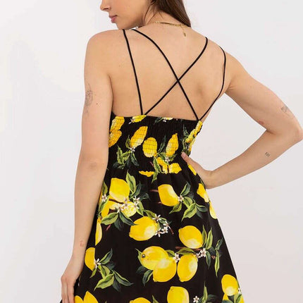 Daydress Model 212296 Lemon Print Flared Mini Dress - Très Elite