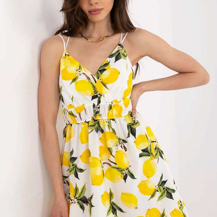 Daydress Model 212296 Lemon Print Flared Mini Dress - Très Elite
