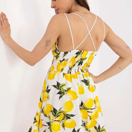 Daydress Model 212296 Lemon Print Flared Mini Dress - Très Elite