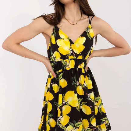 Daydress Model 212296 Lemon Print Flared Mini Dress - Très Elite