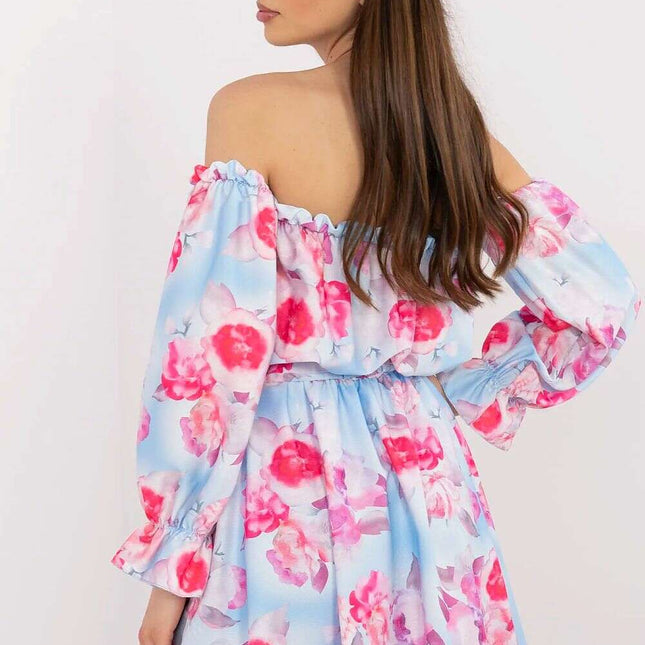 Daydress Model 212523 Blue Flared Summer Dress for Occasions