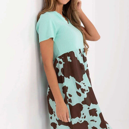 Daydress Model 213800 Green Flared Cotton Elastane Dress - Très Elite