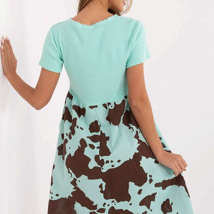 Daydress Model 213800 Green Flared Cotton Elastane Dress - Très Elite