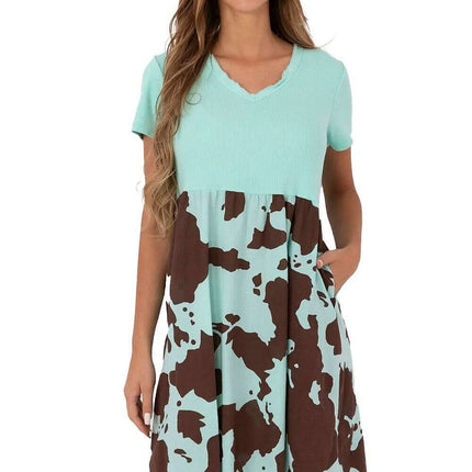 Daydress Model 213800 Green Flared Cotton Elastane Dress - Très Elite