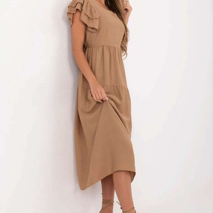 Daydress Model 213807 Brown Viscose Nylon Midi Dress - Très Elite