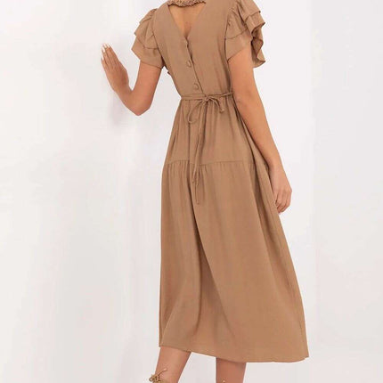 Daydress Model 213807 Brown Viscose Nylon Midi Dress - Très Elite