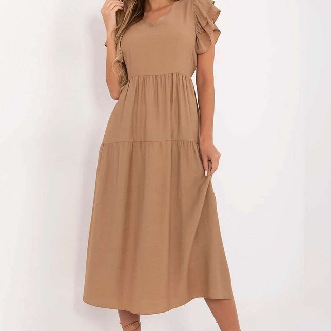 Daydress Model 213807 Brown Viscose Nylon Midi Dress