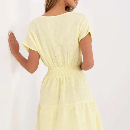 Daydress Model 213837 Yellow Cotton Knee Length Dress - Très Elite