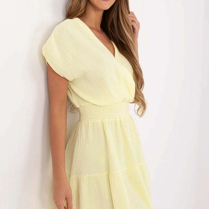 Daydress Model 213837 Yellow Cotton Knee Length Dress - Très Elite