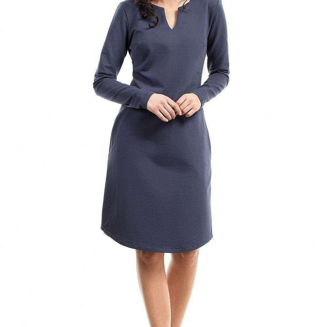 Daytime Elegance Split-Neck Dress