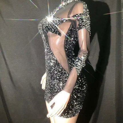 Dazzling Black Sequin Sheath Mini Dress for Unforgettable Evenings- Très Elite- Très Elite