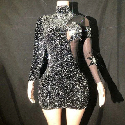 Dazzling Black Sequin Sheath Mini Dress for Unforgettable Evenings- Très Elite- Très Elite