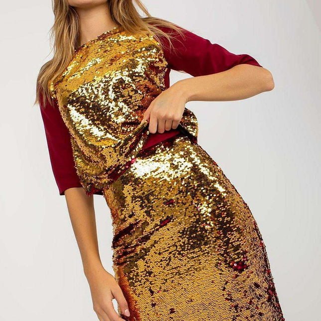 Dazzling Sequin-Studded Pencil Skirt