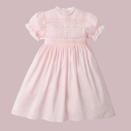 Delightful Baby Girls' Summer Lace Dress with Fun Bubble Sleeves and Exquisite Embroidery - Très Elite