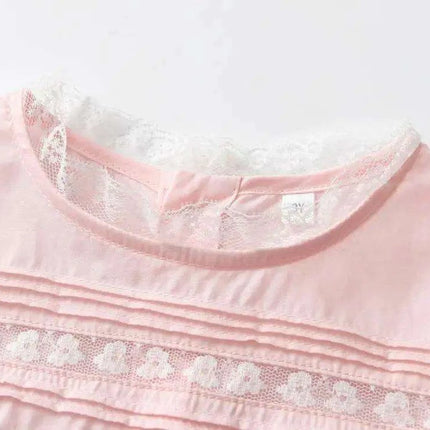 Delightful Baby Girls' Summer Lace Dress with Fun Bubble Sleeves and Exquisite Embroidery - Très Elite