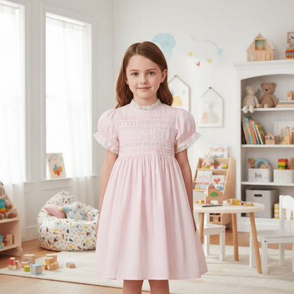 Delightful Baby Girls' Summer Lace Dress with Fun Bubble Sleeves and Exquisite Embroidery - Très Elite
