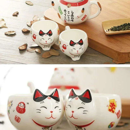 Delightful Maneki Neko Ceramic Tea Set for Enchanting Gatherings - Très Elite