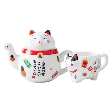 Delightful Maneki Neko Ceramic Tea Set for Enchanting Gatherings - Très Elite